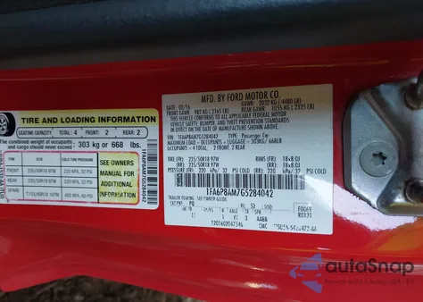 2016 Ford Mustang V6 z USA, uszkodzony, nr VIN 1FA6P8AM7G5284042